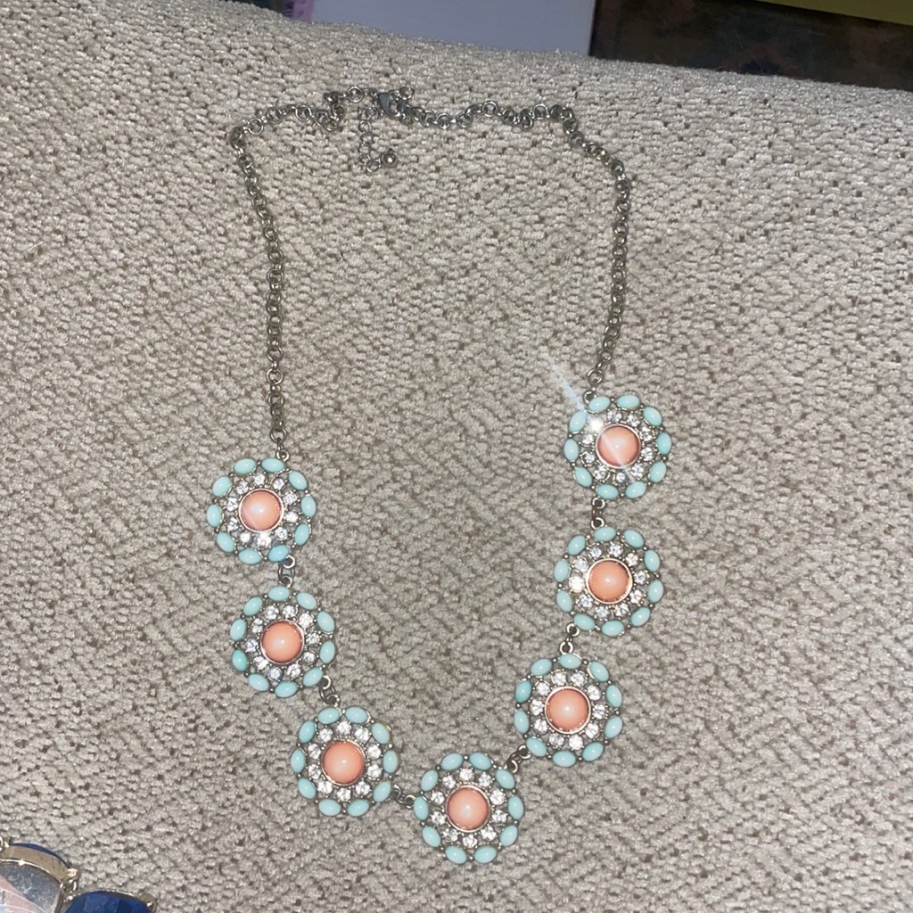 Mint And Coral Statement Necklace 6$
